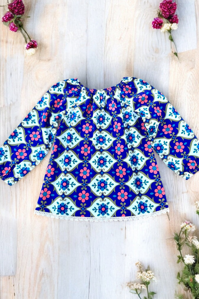 Long Sleeve Seaside Top | Vintage Pop | OOAK ~ Size 8