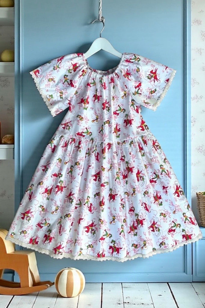 Vintage Seaside Dress
‘Cowboy, Cowgirl’
From the Story Book Ranch Collection 
By Windham Fabrics
OOAK ~ Sz 10