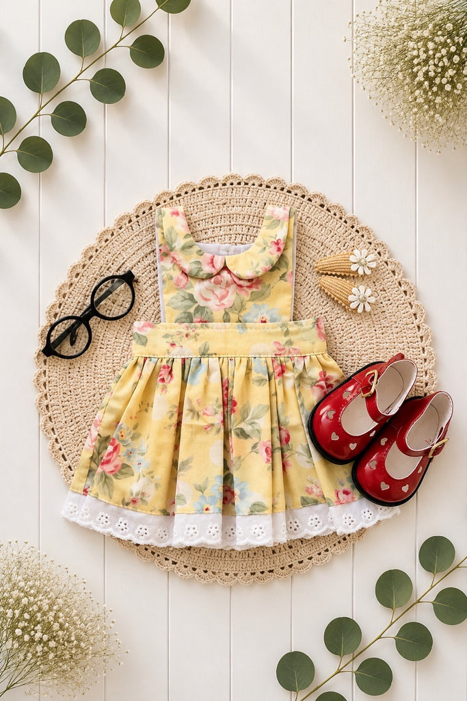 For Anne-Marie | Dolly Dress Made with Rare Levine Fabric + Free Reading Glasses, Hair Clips & Heart Shoes
For Miniland Dolls