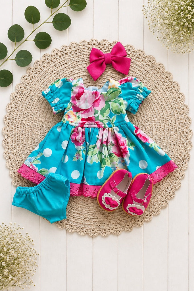 For Bess | Dress Made With Rare Flower Sugar Fabric & Undies + Free Accessories  | For Miniland Dolls