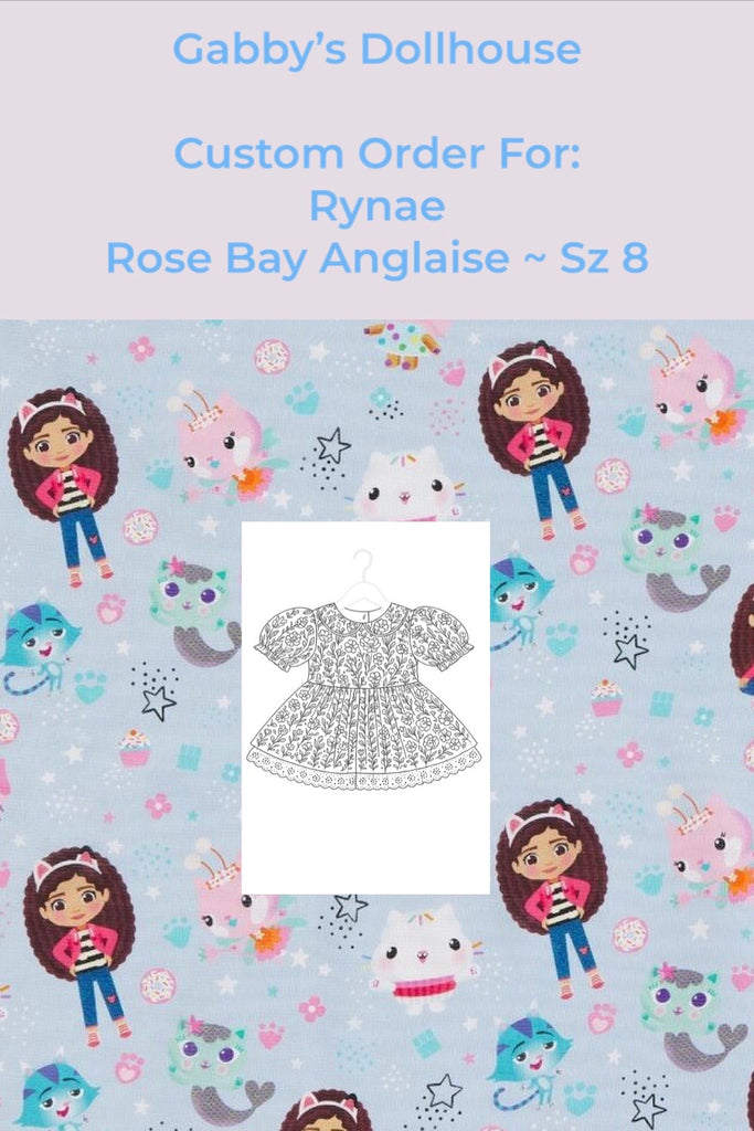 Custom Order For Rynae | Rose Bay Anglaise with Puff Sleeves ~ Sz 8 | Gabby’s Dollhouse