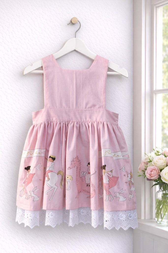 Avalon Dress | ‘Magical Parade’ in pink with gold accents | From the’Magic’ Collection by Sarah Jane for Michael Miller | OOP, Rare | Sz 3