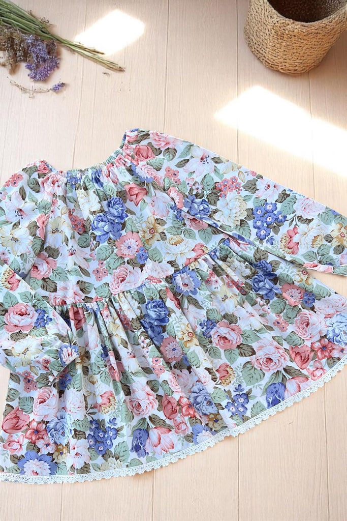 Long Sleeve Vintage Seaside Dress | ‘Evelyn’s Garden’ | OOAK ~ Size 6

 