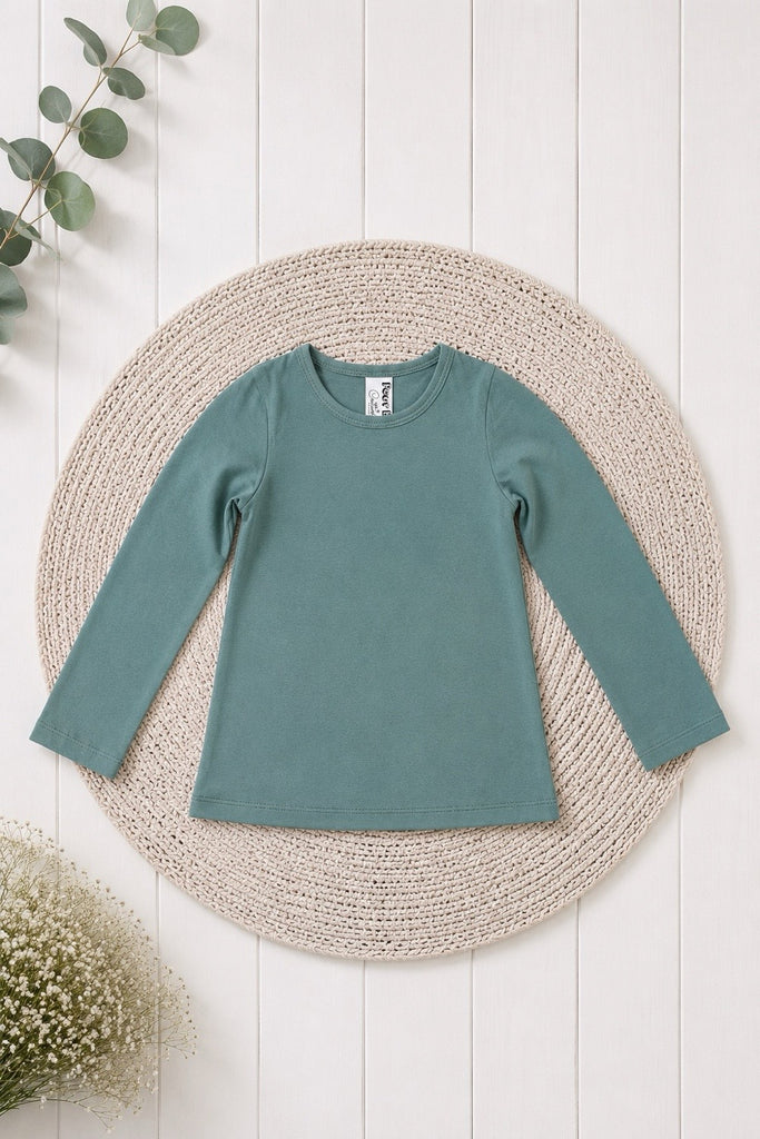 New 2026 Collection |  Long Sleeve Unisex Bamboo Tee | Mineral Green