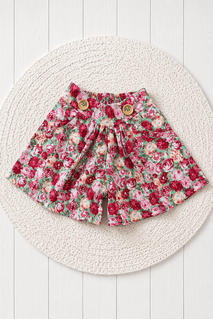 Pocket Shorts | ‘Cottage Roses’ ~ Sz 2, 2, 3, 4, 5