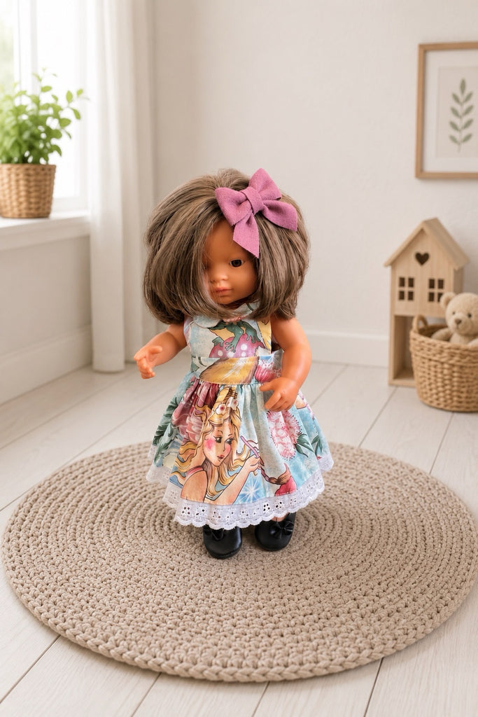 For Jen | Dolly Monaco Dress Made with Rare Caprice Fabric + Free Shoes & Hair Clip
For Miniland Dolls