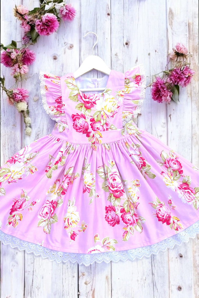 Charlotte Emma Dress | Pink Sunshine Roses | Sunshine Rose Collection by Tanya Whelan | OOAK ~ Sz 7