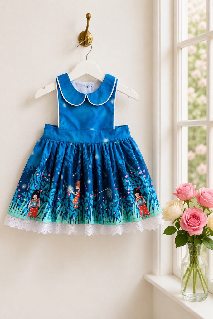 For Bess ~ Sz 5 | Monaco Dress  ‘Summer Night Lights’ From the Wee Wander Collection  By Sarah Jane for Michael Miller OOP, Rare, Very Collectible