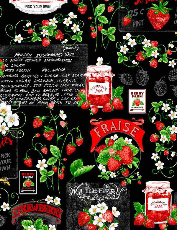 Boho Dress
‘Strawberry Farm Signage’
From the Strawberry Fields Collection 
By Timeless Treasures