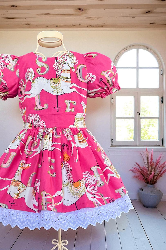 Puff Sleeve Anglaise Dress
‘Carousel Horse’
By Dear Stella
OOP & Hard To Find
OOAK ~ Sz 3
