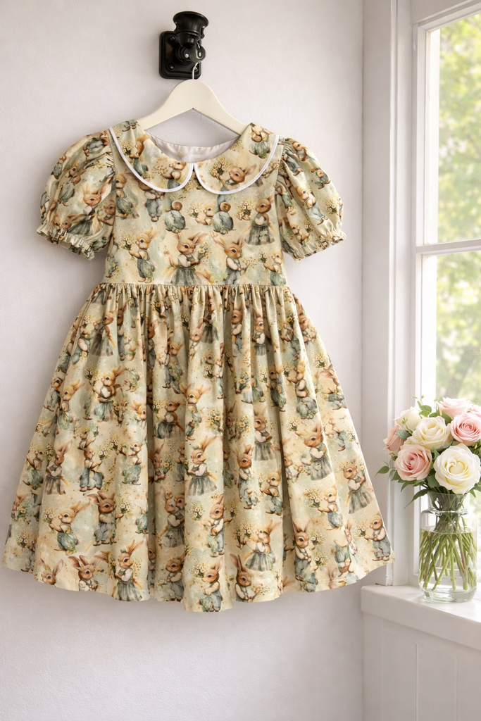 Rose Bay Dress
‘Bunnies & Flowers’
OOAK ~ Sz 10