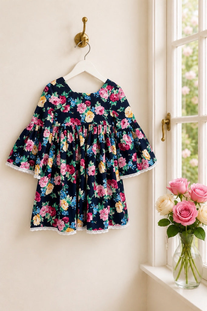 For Emily ~ Sz 5 | Boho Dress | ‘Aster’ in Navy