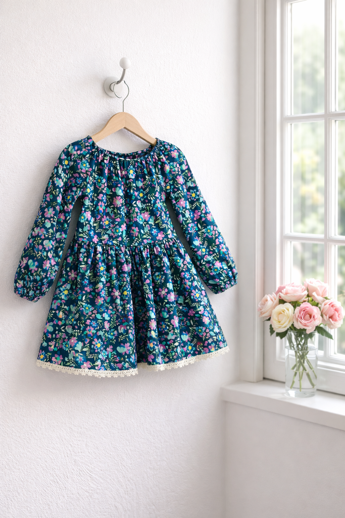 Long Sleeve Vintage Seaside Dress
‘Whispering Dreams’ in Teal