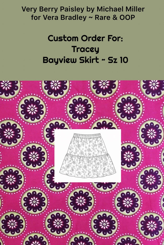 Custom Order For Tracey | Bayview Skirt ~ Sz 10 | ‘Very Berry Paisley’ by Michael Miller for Vera Bradley