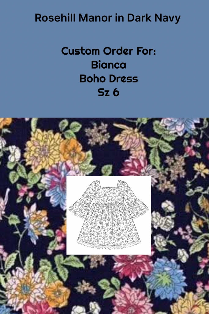 Custom Order For Bianca | Boho Dress ~ Sz 6 | Rosehill Manor in Navy