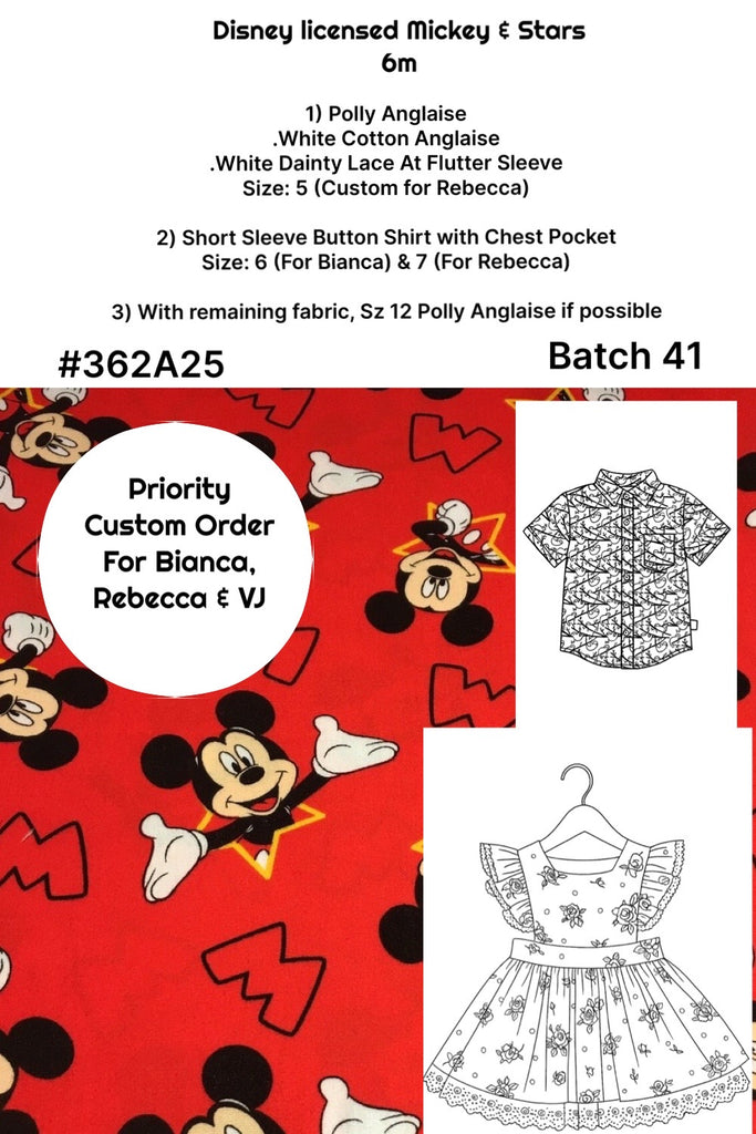 Custom Order for Rebecca ~ Button Shirt ~ Mickey & Stars ~ Sz 7