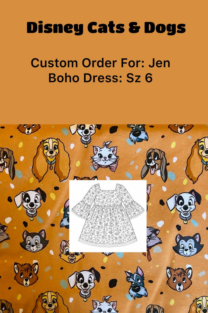 Custom Order For Jen | Disney Cats & Dogs | Boho Dress ~ Sz 6