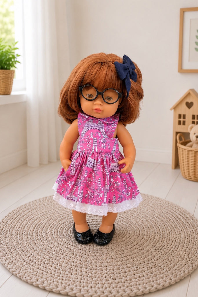 For Donna | Rare Michael Miller Monaco Dress + Free Glasses, Shoes & Bow Clip
For Miniland Dolls