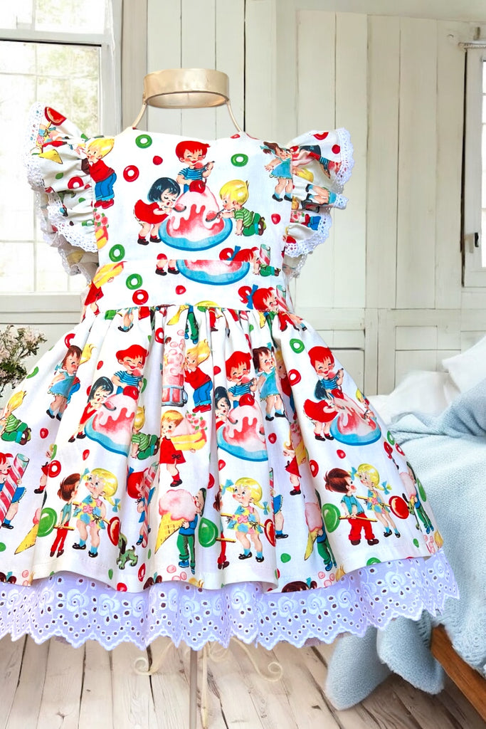 Charlotte Emma Dress | 
Candy Shop | By Michael Miller | OOP & Very Rare | Sz 3 & 5 Only