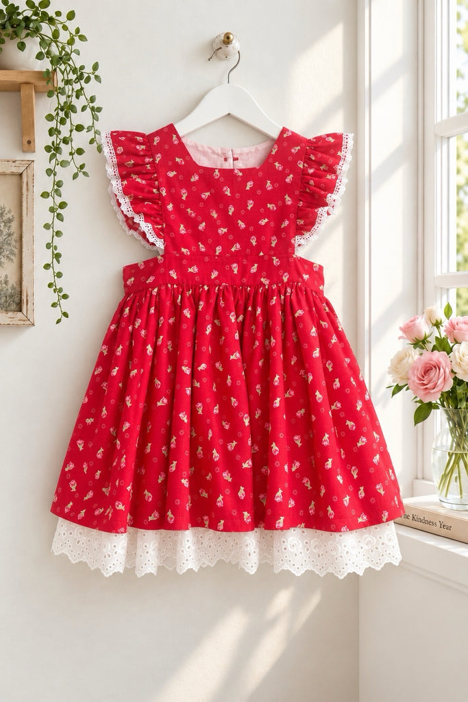 🎄Christmas 🎄 Charlotte Emma Dress
‘Rosebuds’
From the Flower Sugar Collection 
By Lecien 
OOP, Rare, Collectible 
OOAK ~ Sz 4