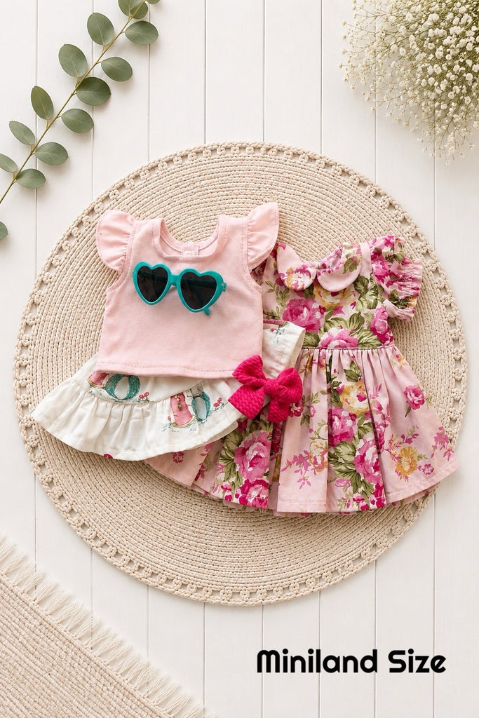For Donna | Dress, Skirt & Tee + Free Sunnies & Bow Clip
For Miniland Dolls