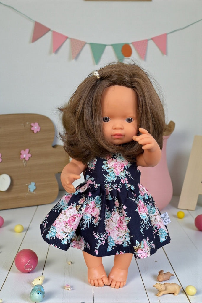 Miniland Doll Tea Party Dress - Gracie in Navy