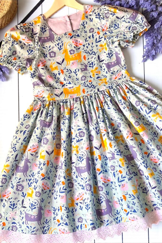 Puff Sleeve Anglaise Dress
‘Song of the Forest Friends’ 
OOAK ~ Sz 10