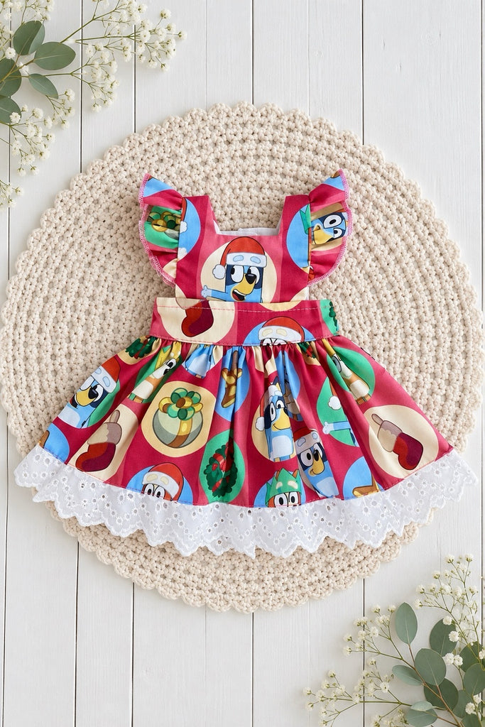 For Donna | Dolly Bluey Christmas Dress To Fit Miniland/Minikane/Paola Reina Dolls