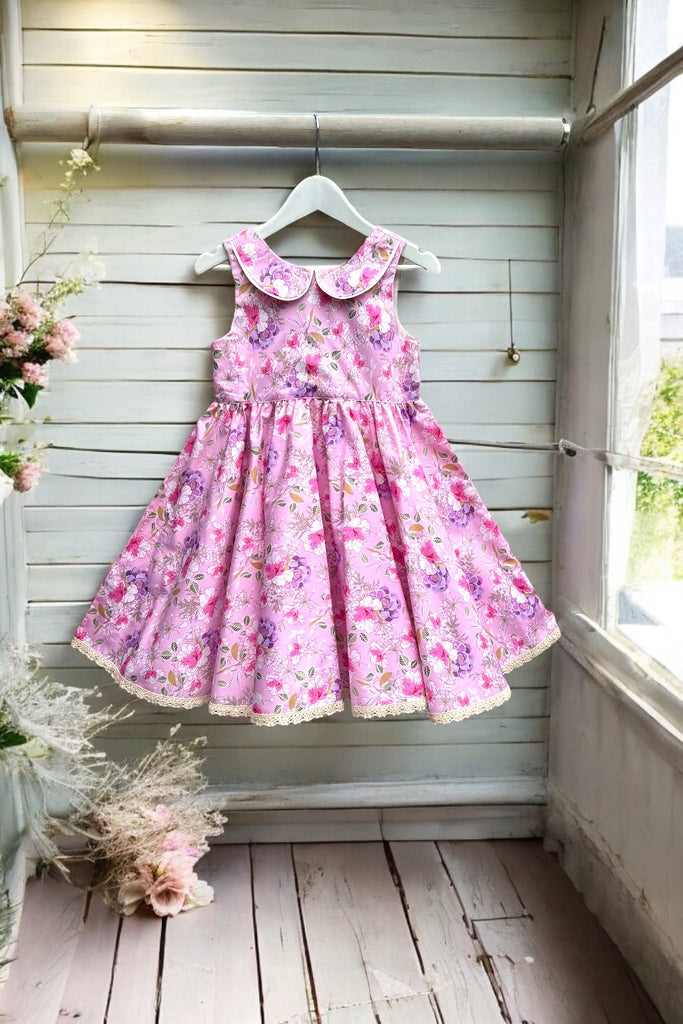 Twirling Tea Party Dress ~ Sz 4 | Cherry Blossom (Pink & Lavender Floral)