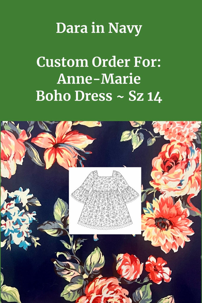 Custom Order for Anne-Marie | Boho Dress ~ Sz 14 | Dara in Navy