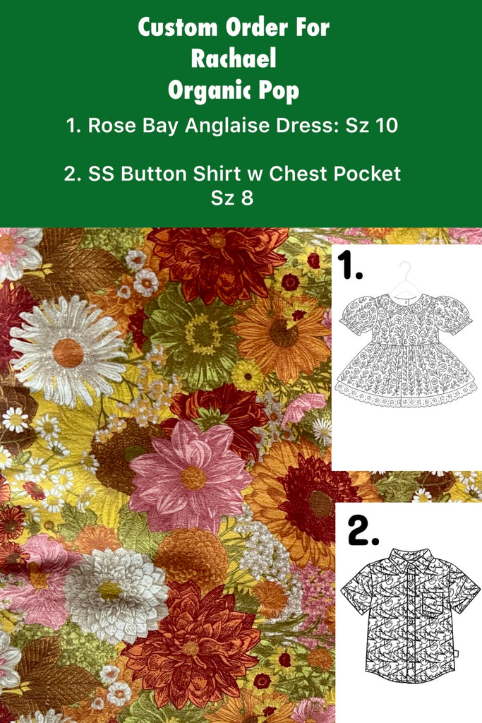 Custom Order For Rachael | Rose Bay Anglaise Dress Sz 10 
& Button Shirt Sz 8 | Organic Pop