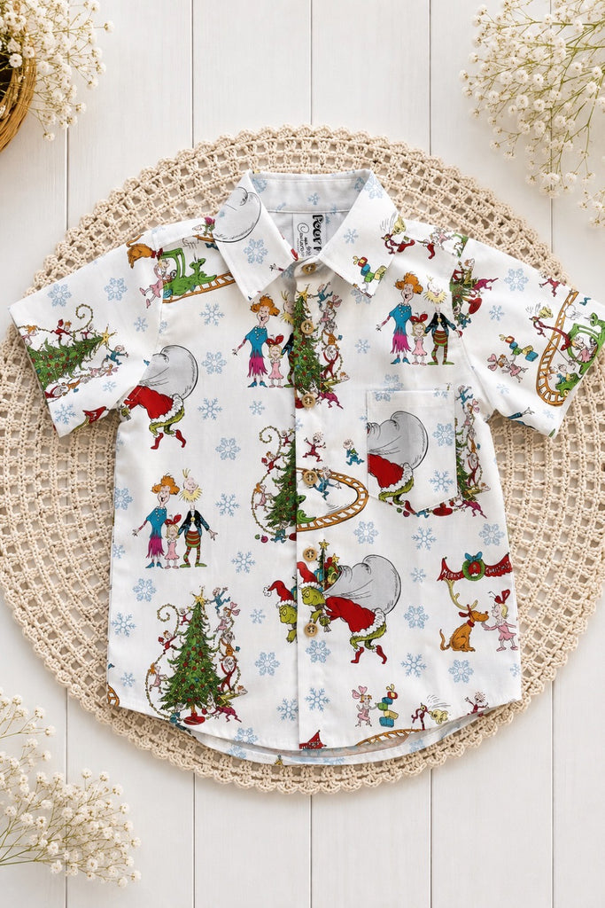 For Vanessa Jensen | 🎄Christmas🎄 Button Shirt ~ Sz 5 | 'How The Grinch Stole Christmas' by Dr Seuss