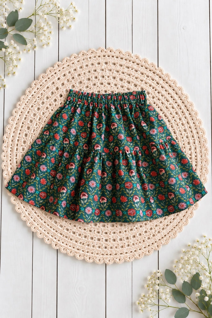 Bayview Skirt | Liberty of London - Kew Trellis Green/Red | Sz 4 to 12