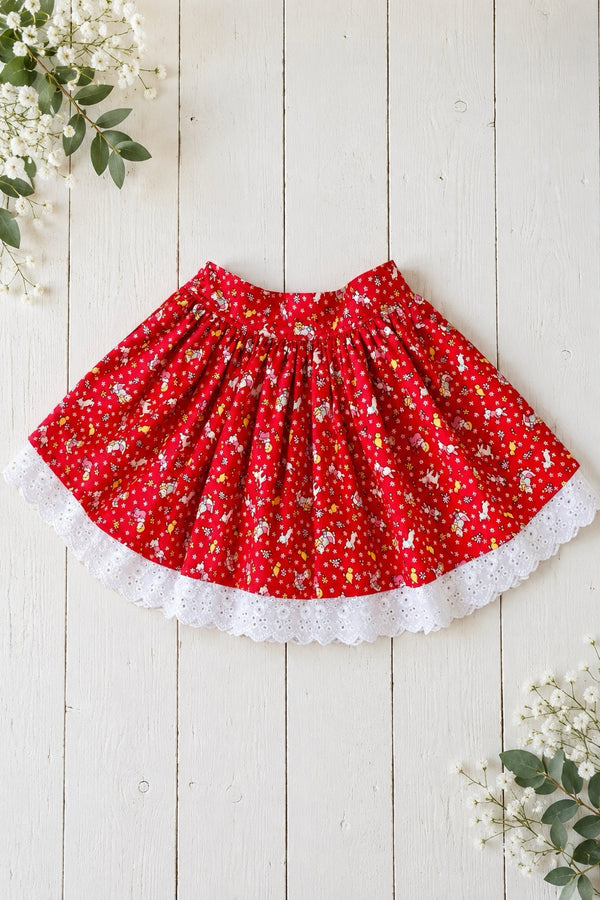 Charlotte Emma Skirt | Vintage Toy Box in Red | Sz 3,4,5