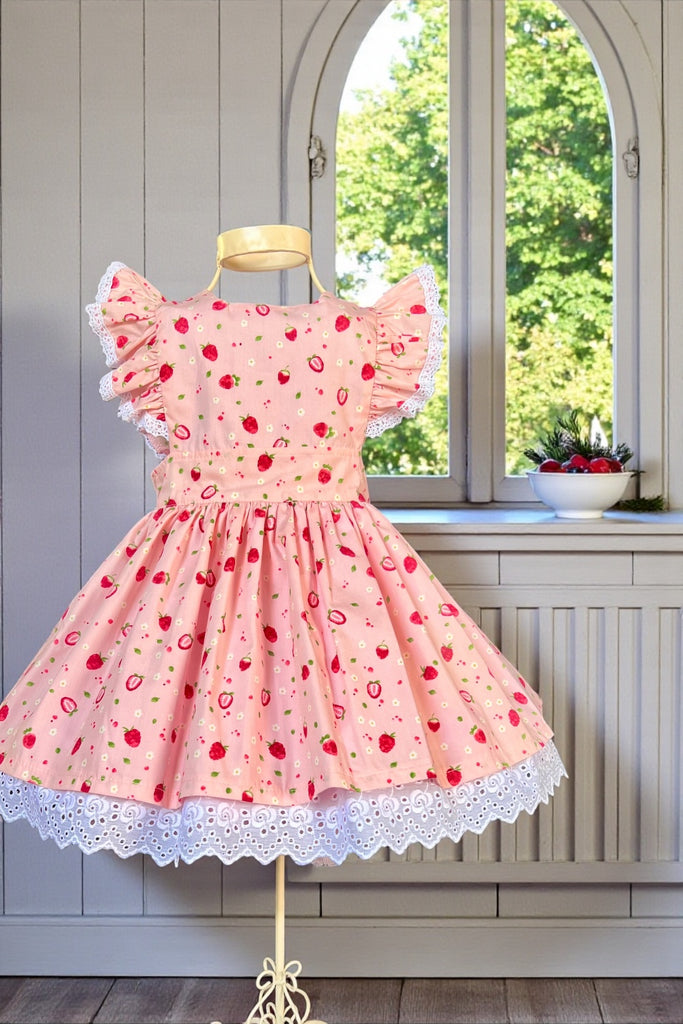For Yvonne ~ Sz 6 | Charlotte Emma Dress ‘Strawberry Sprinkles’  In Pink