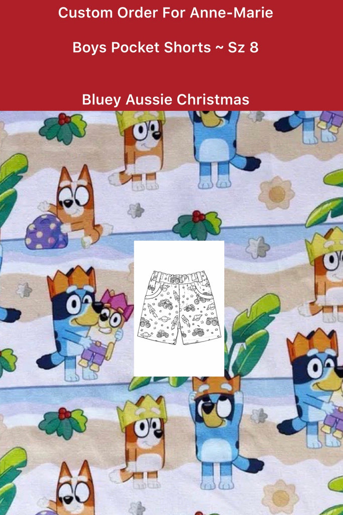 Custom Order For Anne-Marie | Boys Shorts Sz 8 | Bluey’s Aussie Christmas