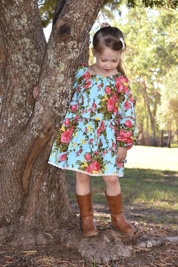 Long Sleeve Vintage Seaside Dress | Ocean Symphony