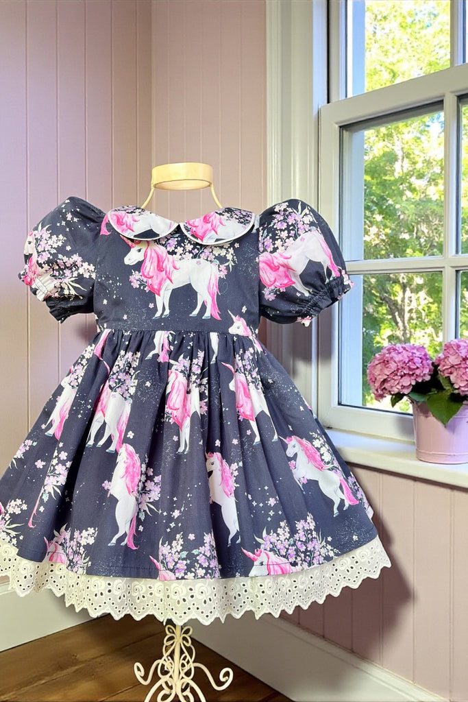 Rose Bay Anglaise Dress | Prancing Unicorns In Navy
