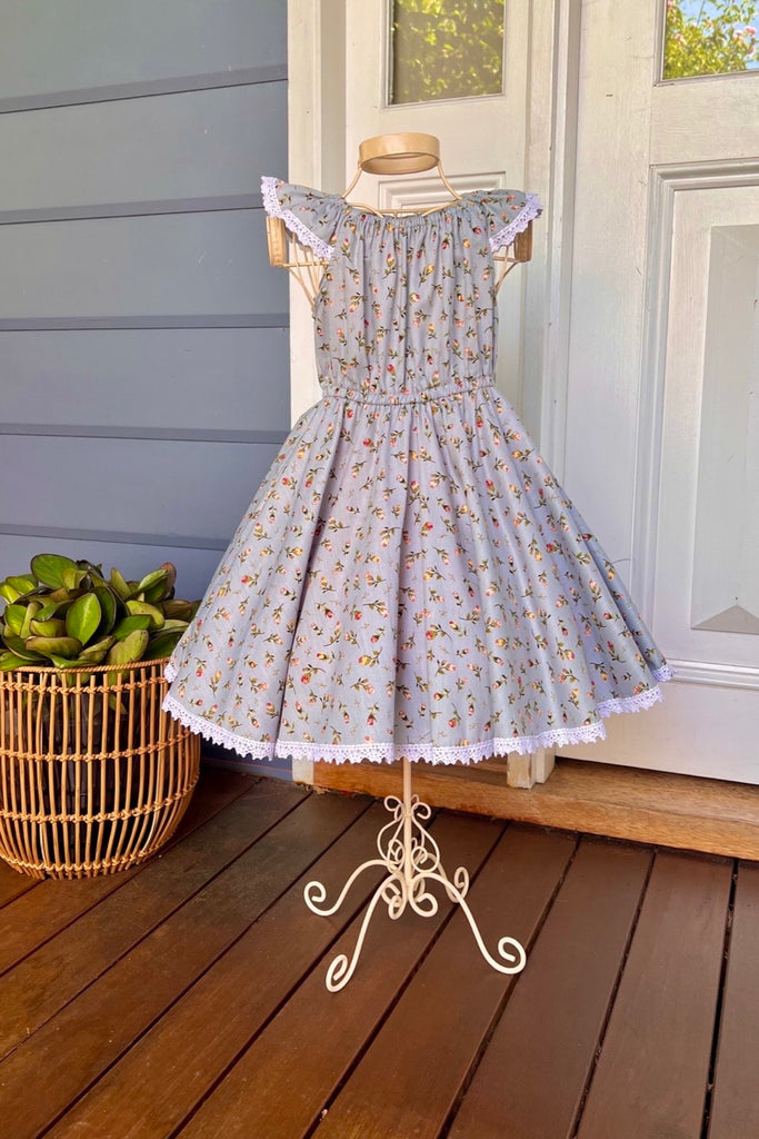For Jen | Sz 1 High Waisted Twirling Dress ~ Flora in Cornflower Blue