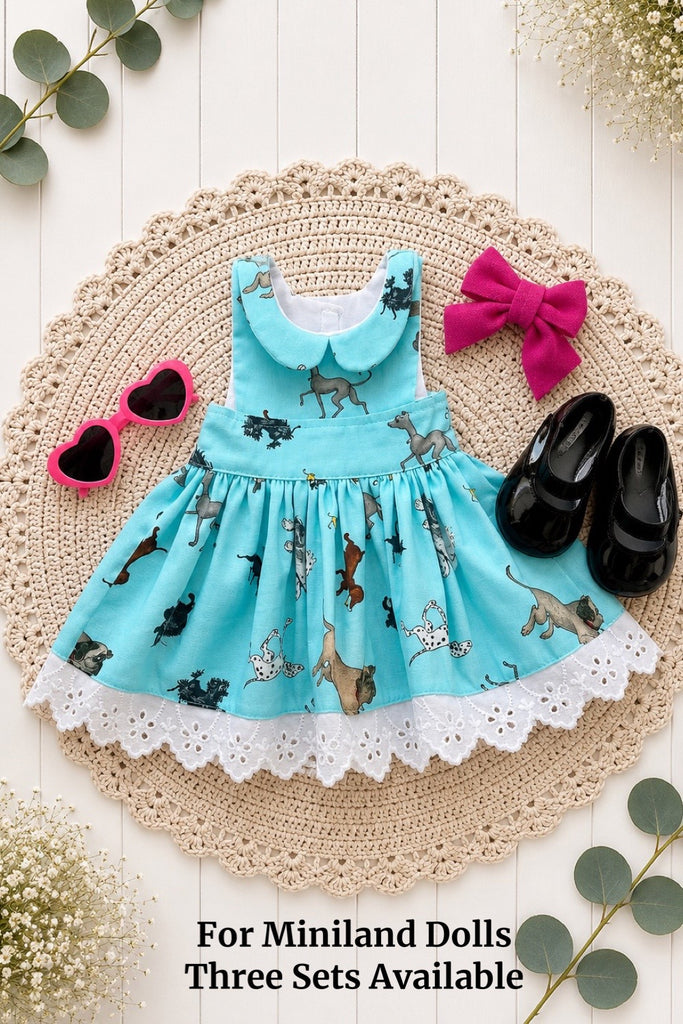 For Anne-Marie | Dolly Hairy Maclary Dress + Free Bow Clip, Sunnies & Shoes  | For Miniland Dolls