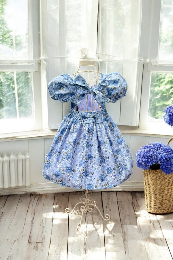 Bow Back Dress | Pixie in Blue Frost