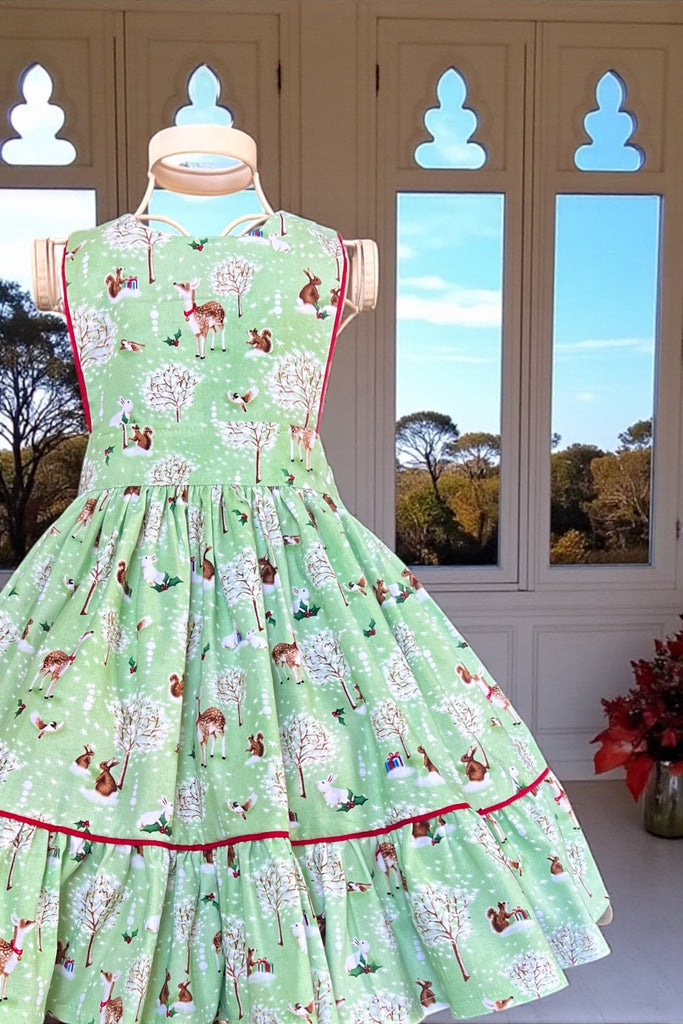 Ruffle Pinnie Dress
‘Christmas Village’
By P&B Textiles