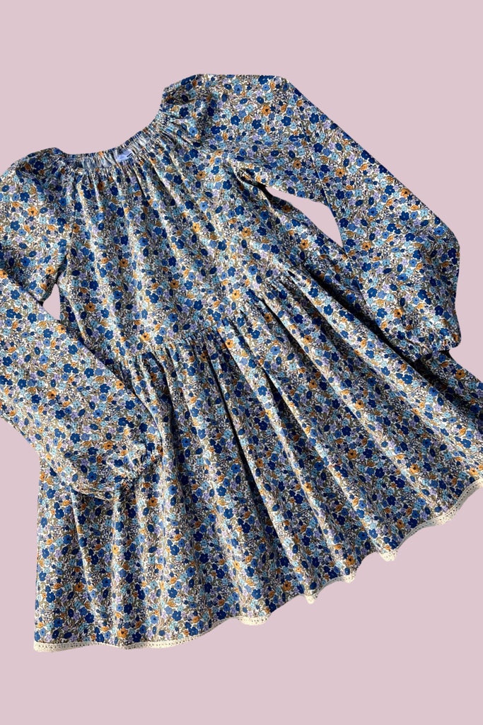 For Teresa | Long Sleeve Vintage Seaside Dress ~ Sz 8 | Blue Sunshine