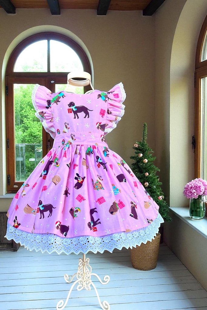 For Alisha | 🎄Christmas 🎄
Charlotte Emma Dress
‘Holiday Dogs’
From the Furry & Bright Collection 
By Andover Fabrics
OOAK ~ Sz 4