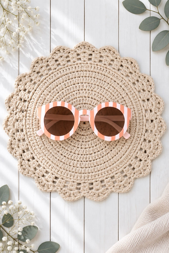 Kids Vintage Sunnies | Pink/Orange Striped