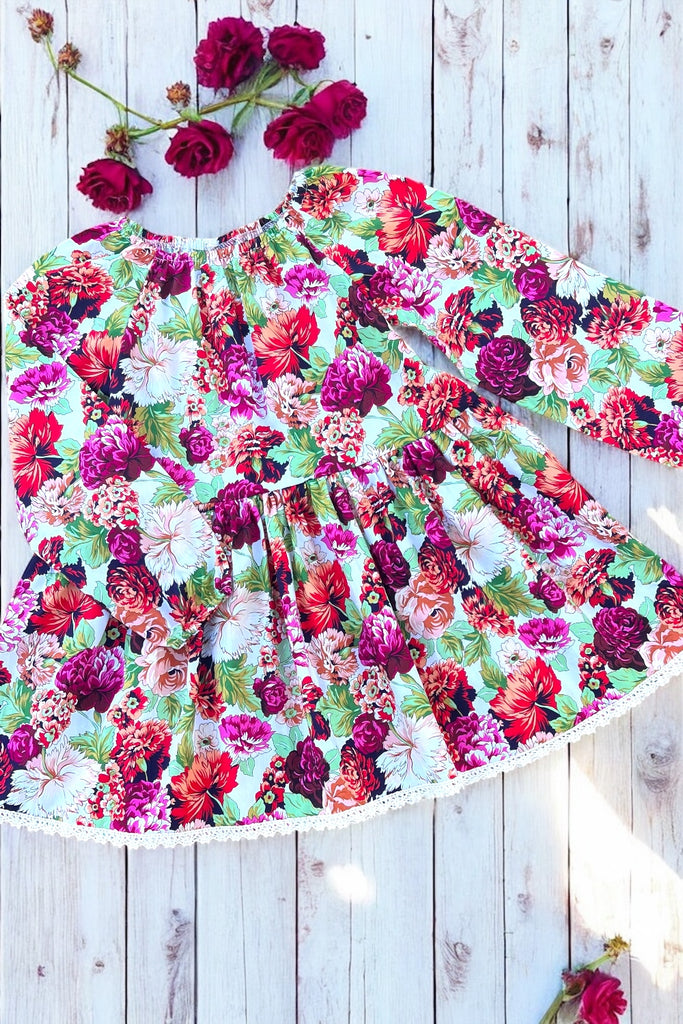 Long Sleeve Vintage Seaside Dress | Wild Rose Haven | OOAK ~ Size 6