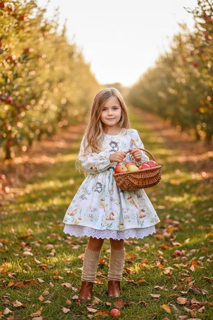 Long Sleeve Anglaise Dress | ‘Baby Australian Animals’ | Fabric by Missy Rose | Sz 6