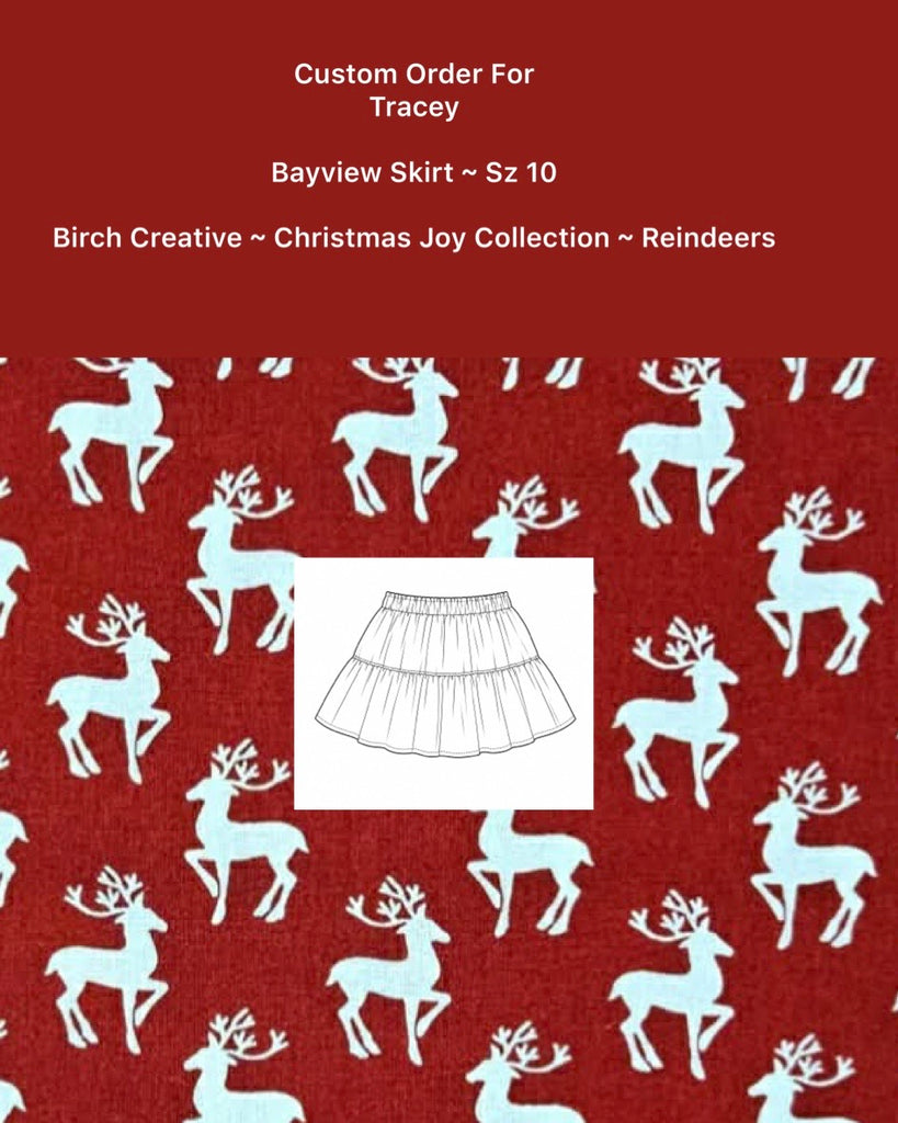 Custom Order For Tracey | Bayview Skirt Sz 10 | Birch Creative ~ Christmas Joy Collection ~ Reindeers