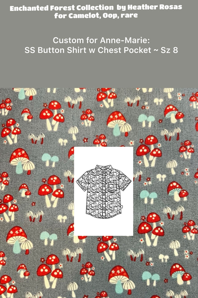 Custom Order for Anne-Marie | Short Sleeve Button Shirt Sz 8 | ‘Enchanted Forest’ Collection  by Heather Rosas for Camelot, Oop, rare