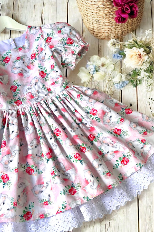 Puff Sleeve Anglaise Dress
‘Elephant Whispers’
OOAK ~ Sz 6